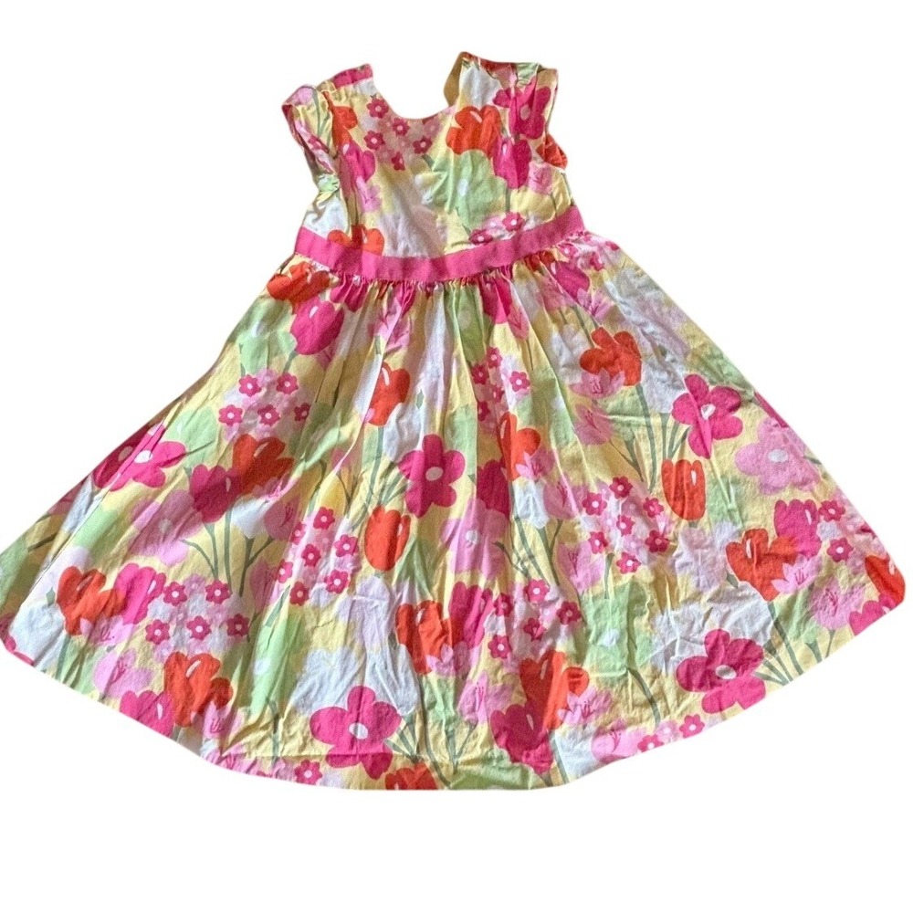 Vintage Style Gymboree Floral Cotton‎ Dress Girls 6 Cutout Back Summer Bright
